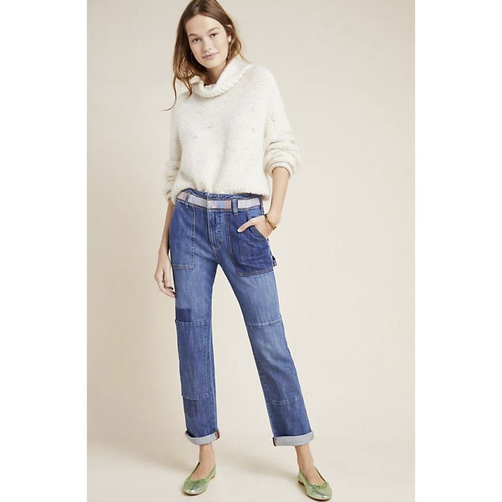 NEW Pilcro High-Rise Patchwork Slim Boyfriend Jeans - Size 26